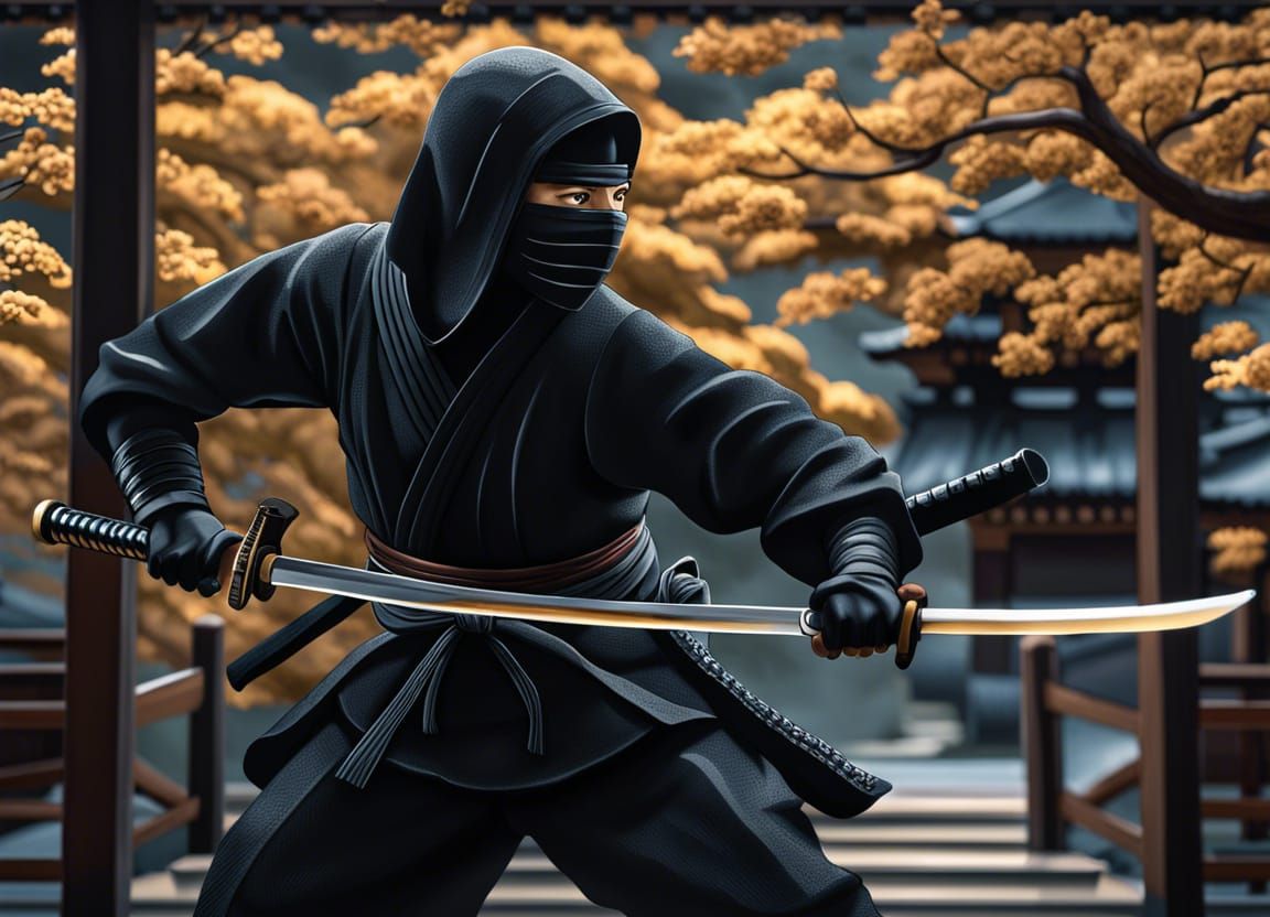 Ninja Sword Fight in Anime Style