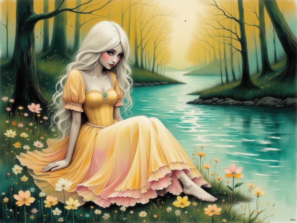 Ethereal Spring Sunset by a River