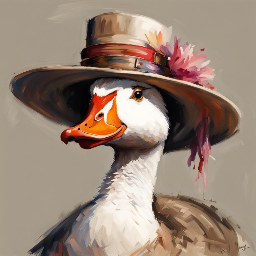 Goose in Hat in Cartoon Style
