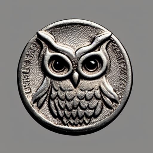 Spooky Owl on Ancient Coin