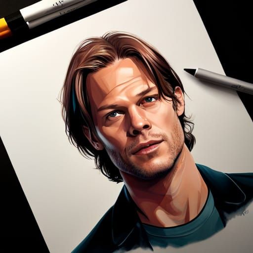 Jared Padalecki Portrait in Hyperdetailed Digital Art Style