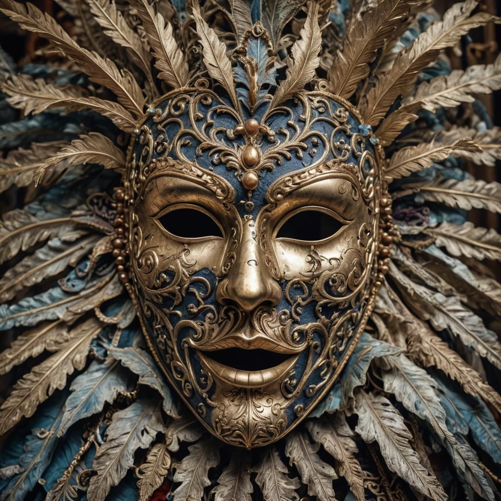 Intricate Venetian Mask in Hyperrealistic Style