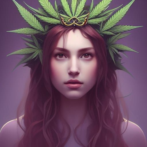 Marijuana Crown Portrait in Hyperdetailed Digital Art