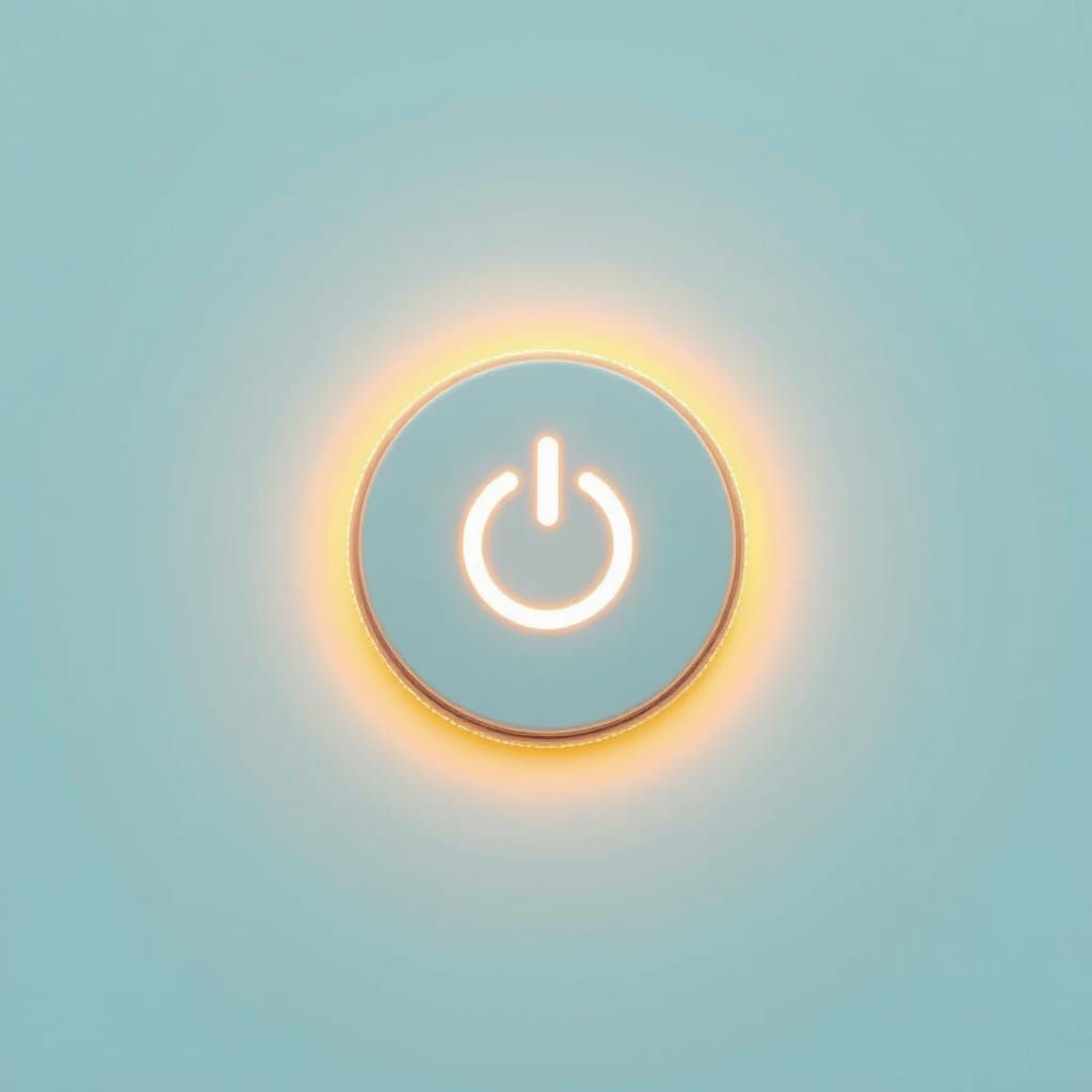 Glowing Power Button in High-Tech Sci-Fi Style