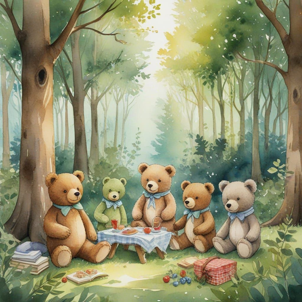 Teddy Bears' Picnic: Watercolour Picture Book Illustration