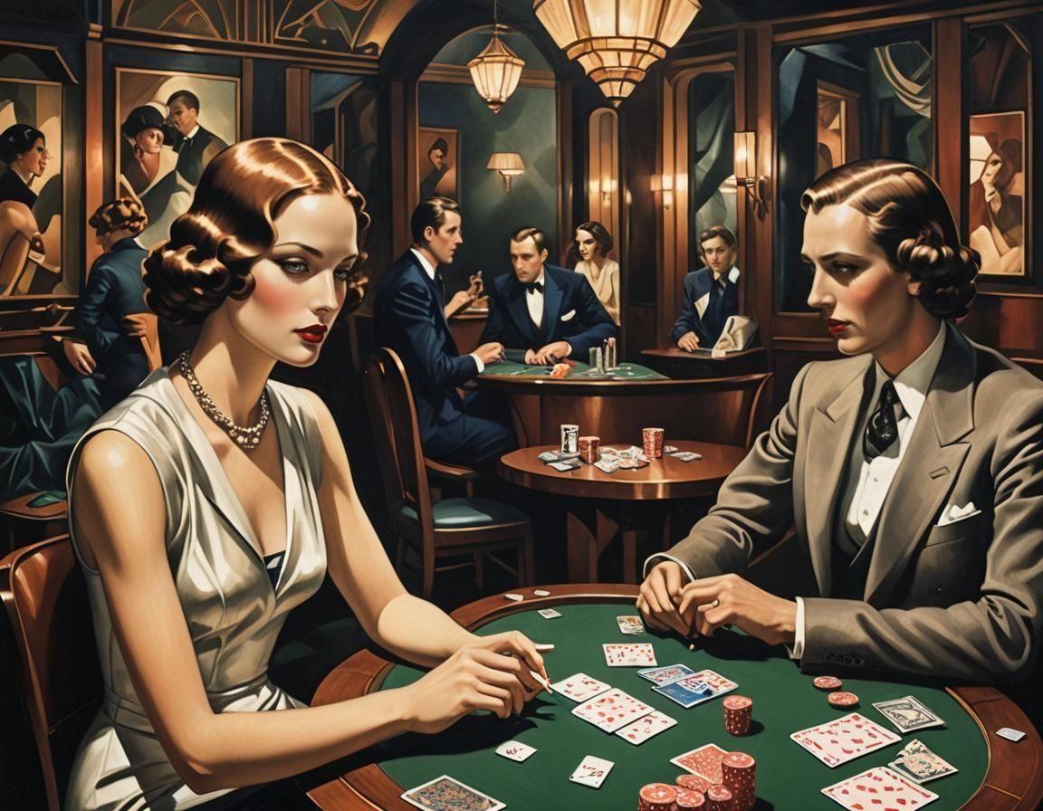 Art Deco Card Room with Tamara Lempicka Influence