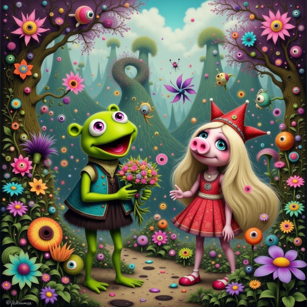 Kermit and Miss Piggy in Wonderland