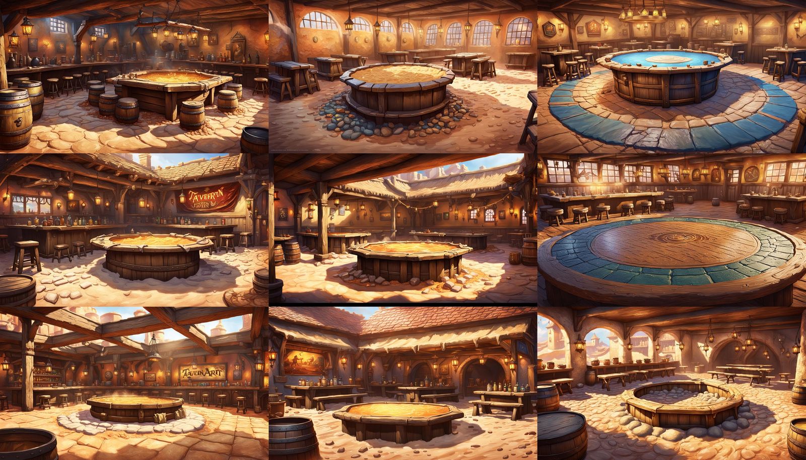 Hyperrealistic Tavern Fighting Pit Splash Art