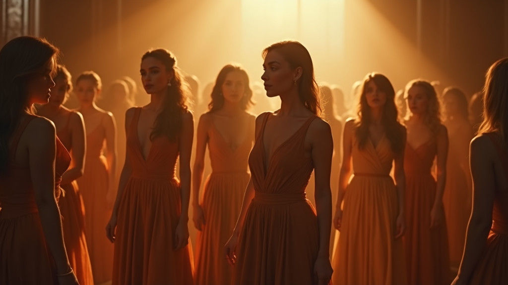 Elegant Women in Golden Light: Cinematic Vintage Scene