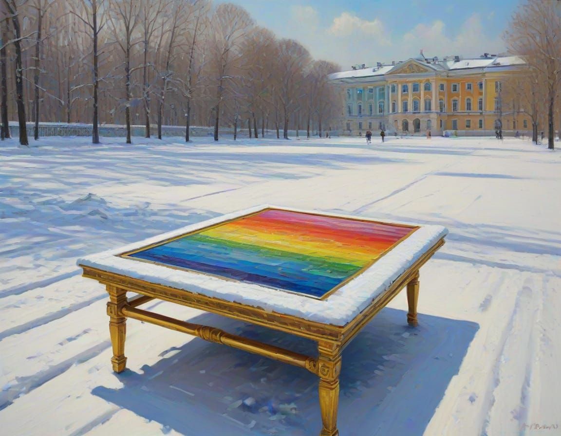 Prism Rainbow Over Catherine Palace: Impasto Oil Painting