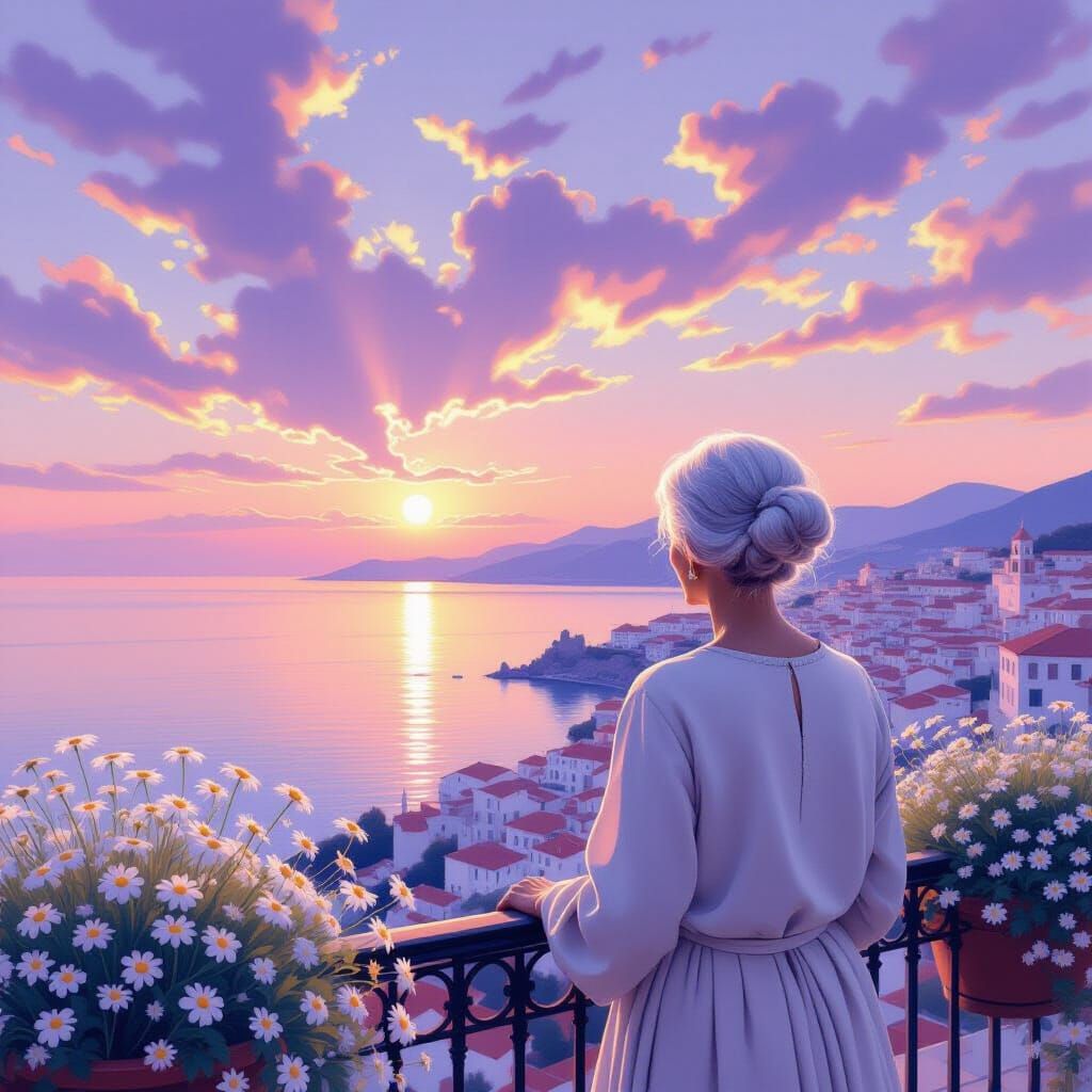 Ethereal Coastal City View at Dusk