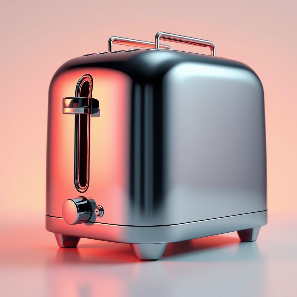 Luxurious Futuristic Toaster in Shimmering Chrome