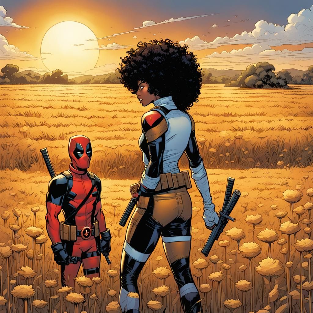 Deadpool and Monica Rambeau: Comic Book Sunset