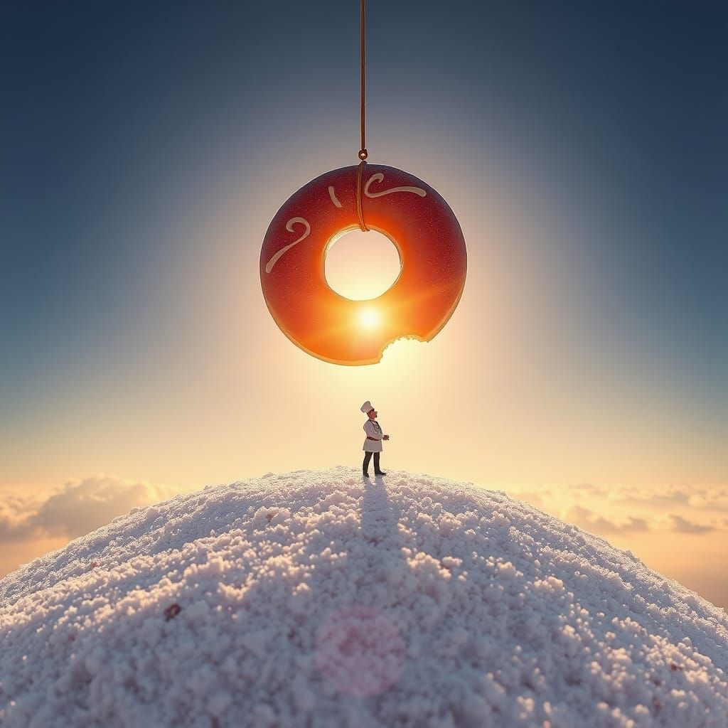 Surreal Double Exposure: Pastry Chef and Doughnut Portrait