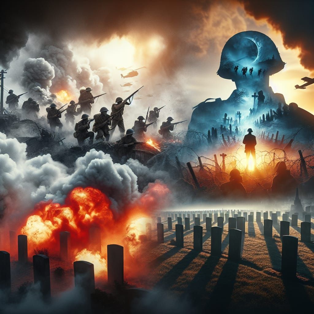 Epic Double Exposure Artwork: War and Remembrance