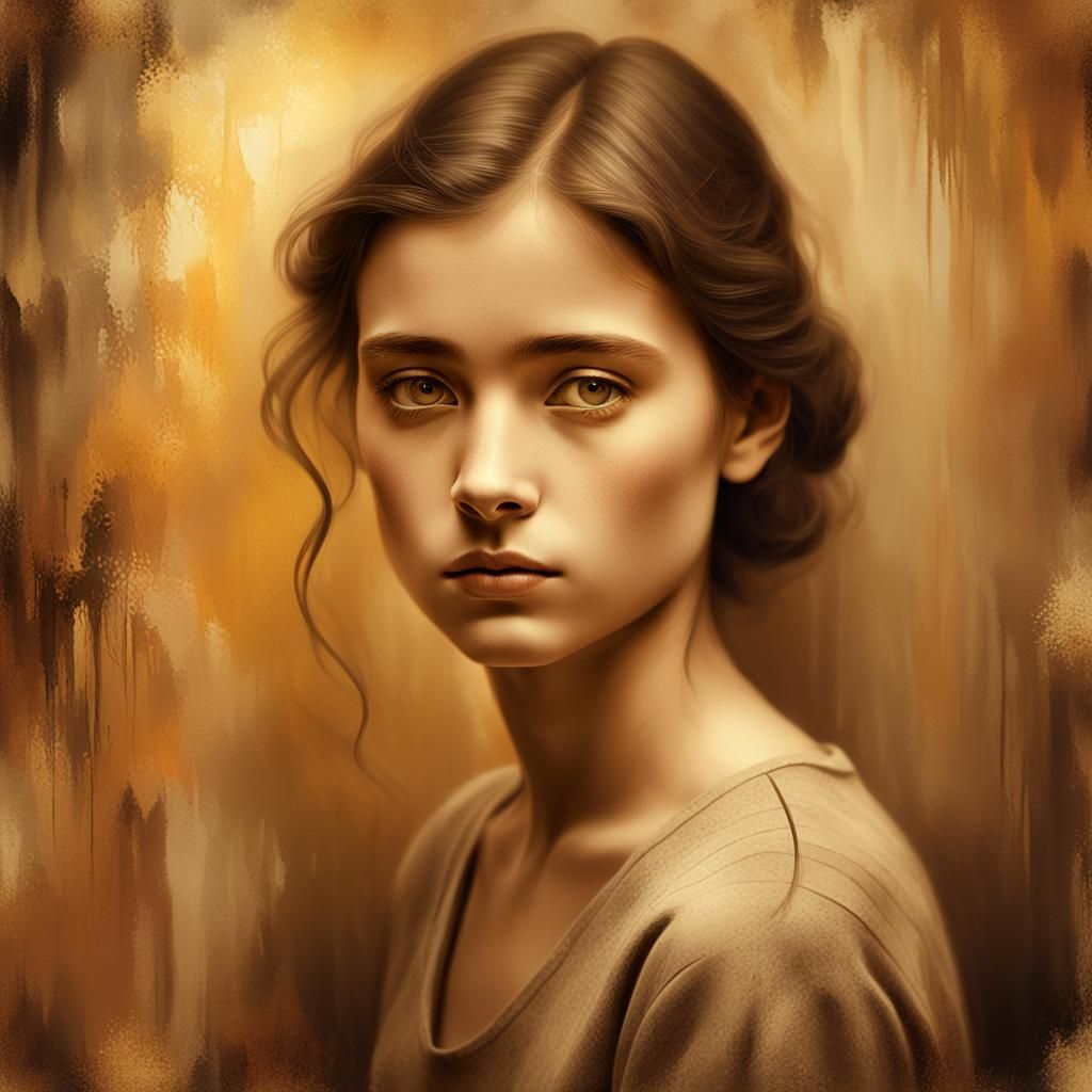 Melancholic Portrait Before Nostalgic Photo Wall