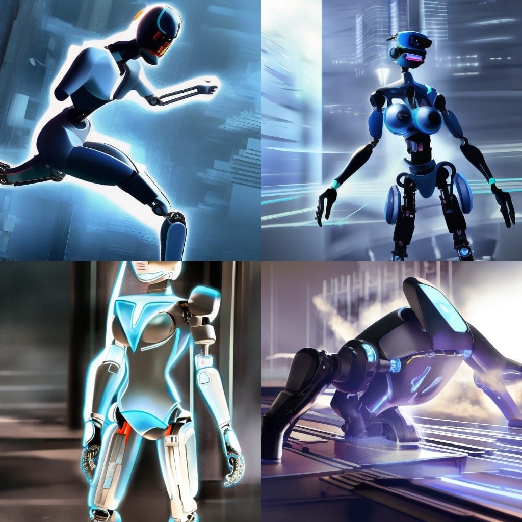 Robot-Human Hybrid in Futuristic Cityscape: Pixar-Inspired A...