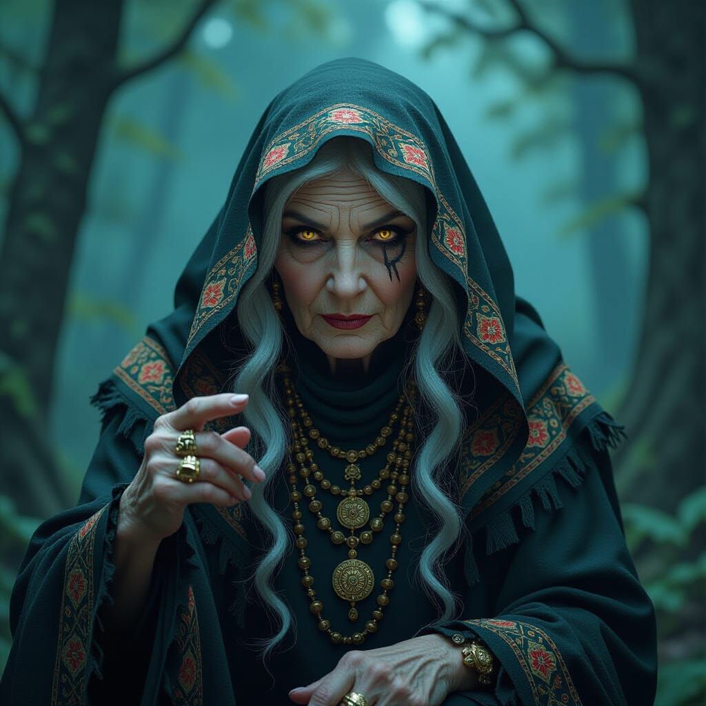 Mysterious Russian Hag Portrait in Dark Fantasy Style