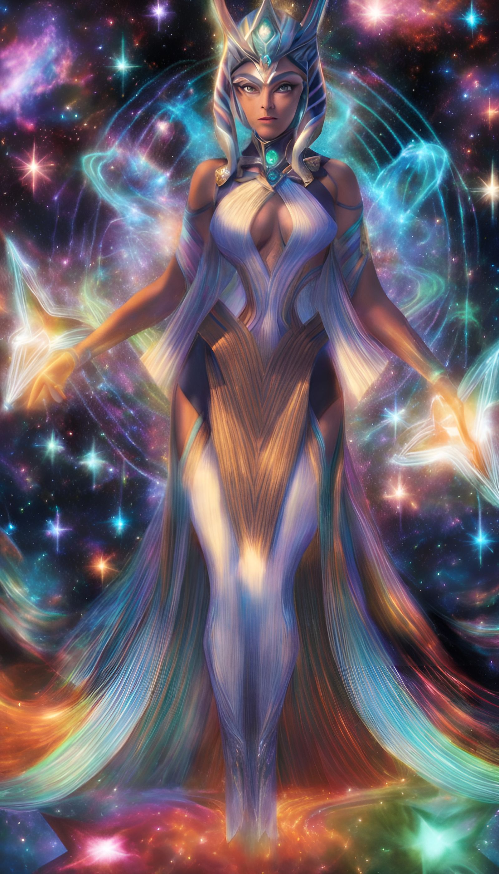 Ahsoka Tano as Astral Goddess in Cosmic Illustration