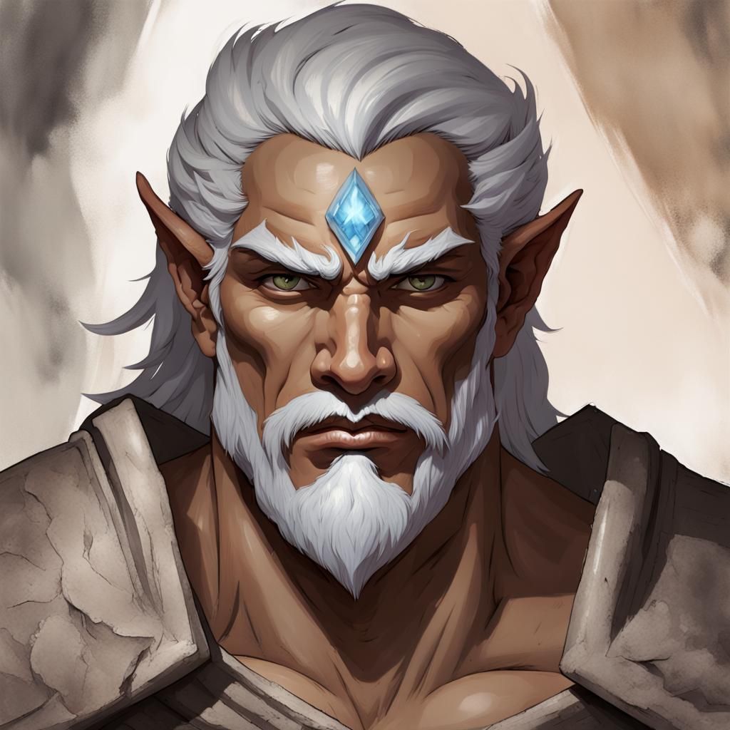 Earth Genasi Warrior: Kalns Stoneshield with Hammer