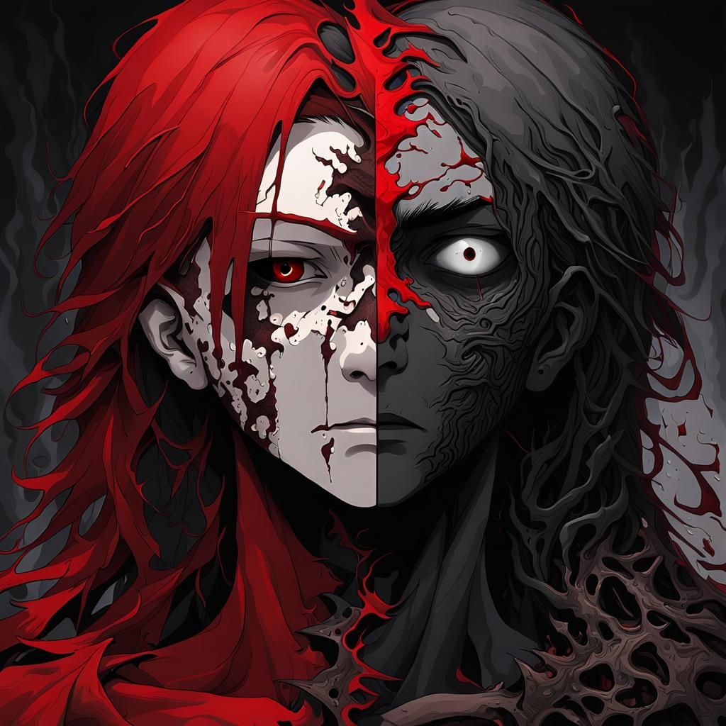 Dichotomous Portrait of a Wounded Young Man