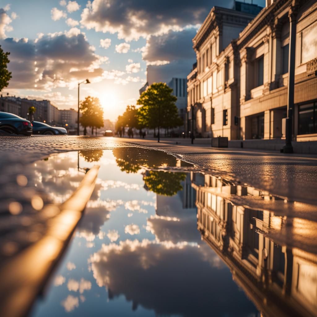 City Reflection Sunset.