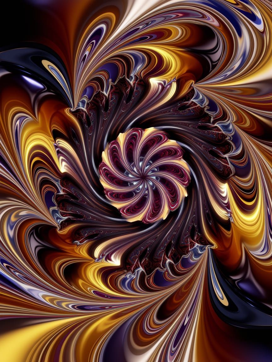 Epicycloid Molten Amber - Explosions of Glitterglass Distort Reflect Magnify Randomly