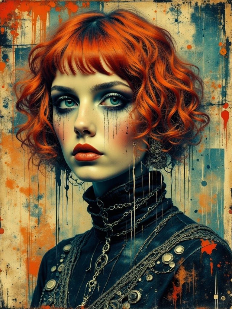 Gothic Abstract Surreal Portrait of Young Woman