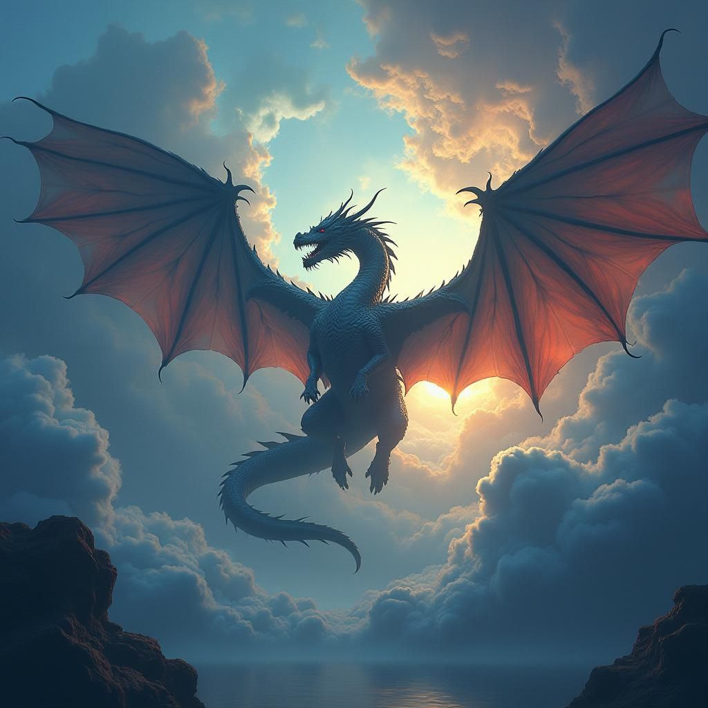 Ominous Dragon Emerges from Mystical Portal