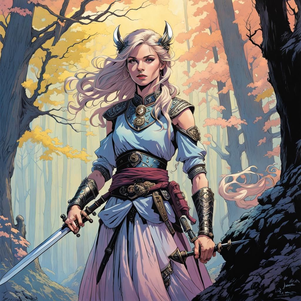 Pastel Warrior Princess in an Illustrative Style