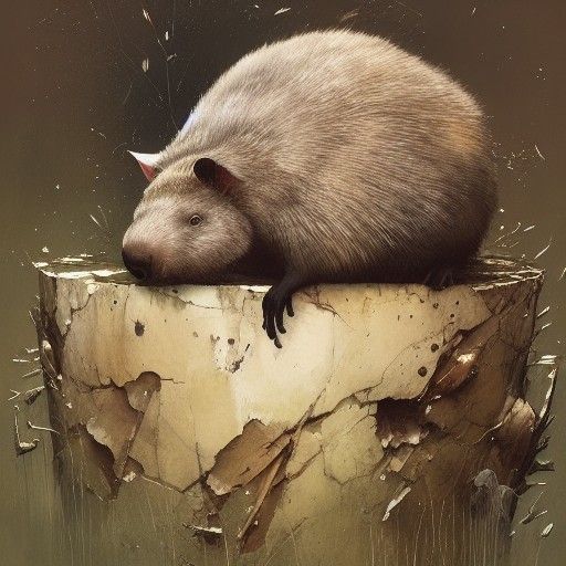 Anthropomorphic Wombat Character Art: Hyperrealistic Paintin...