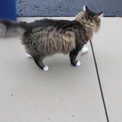 Furry Feline with Tail and Wet Nose