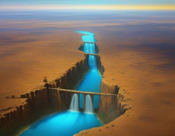 Surreal Angel's Mouth Waterfall on Barren Land