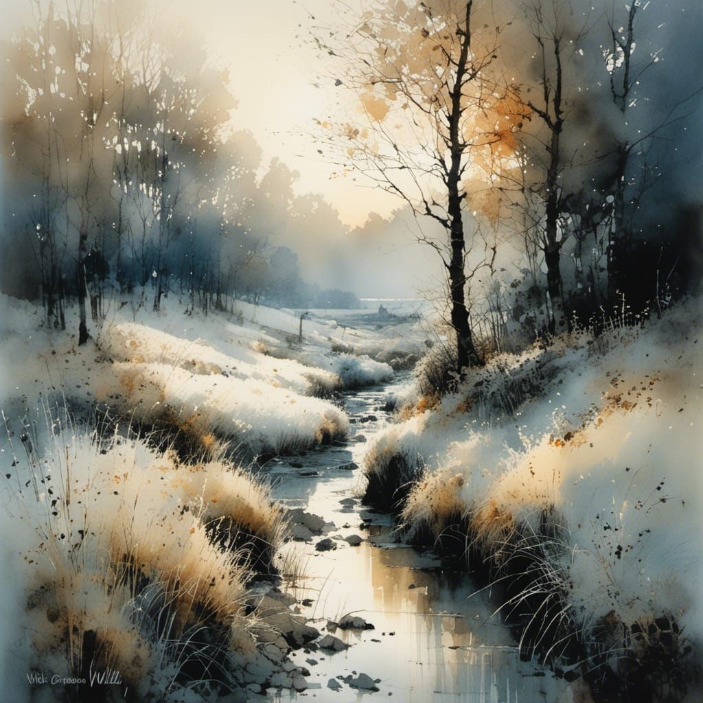 Meticulous Watercolor Painting of the First Frost