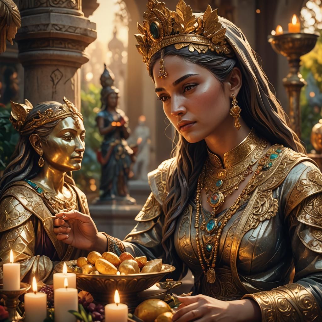 High Priestess Offering Food: Concept Art Portrait