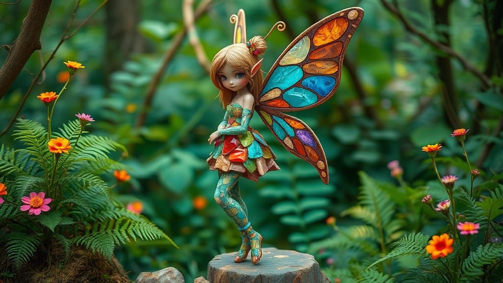 Mosaic Pixie in Vibrant Forest