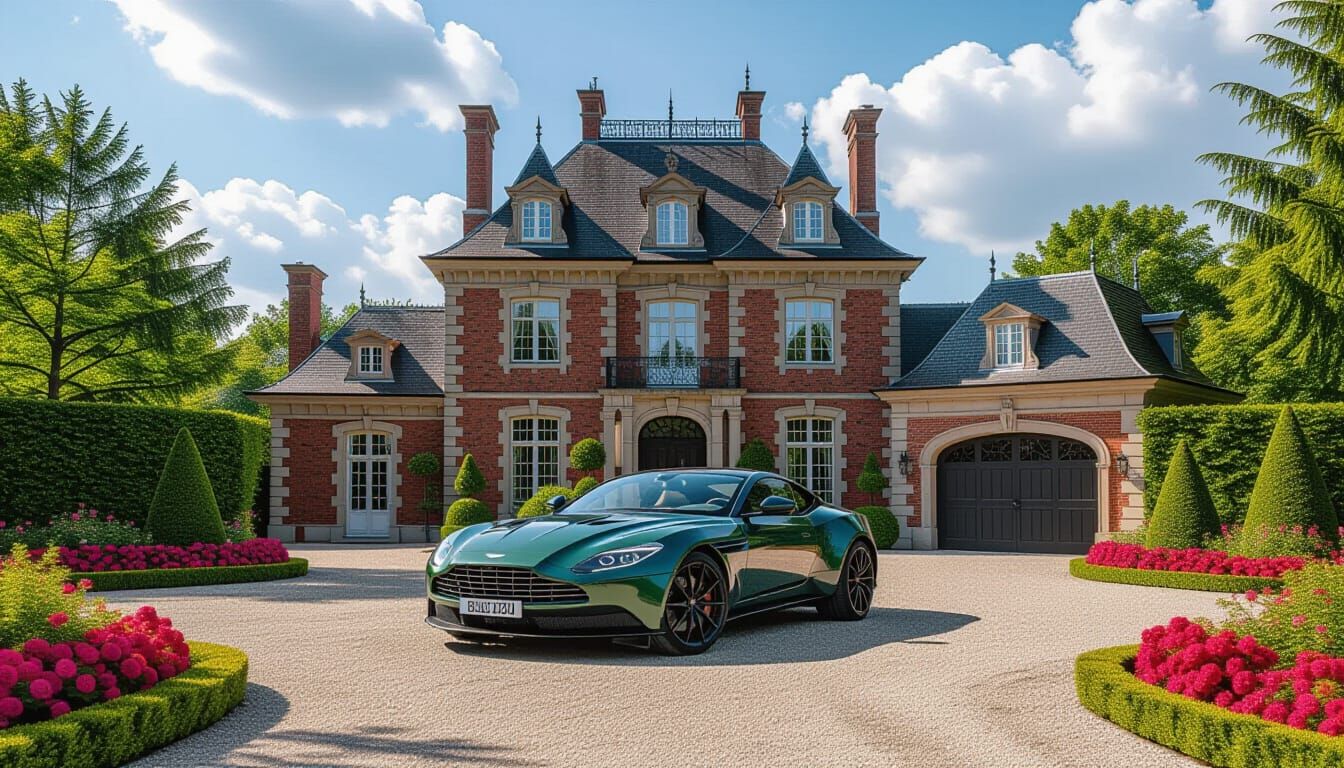 Victorian Chateau with Aston Martin DBX in Monet Style