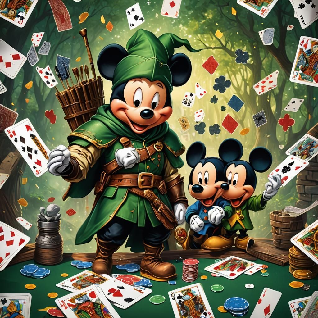 Mickey Mouse as Robin Hood Playing Cards