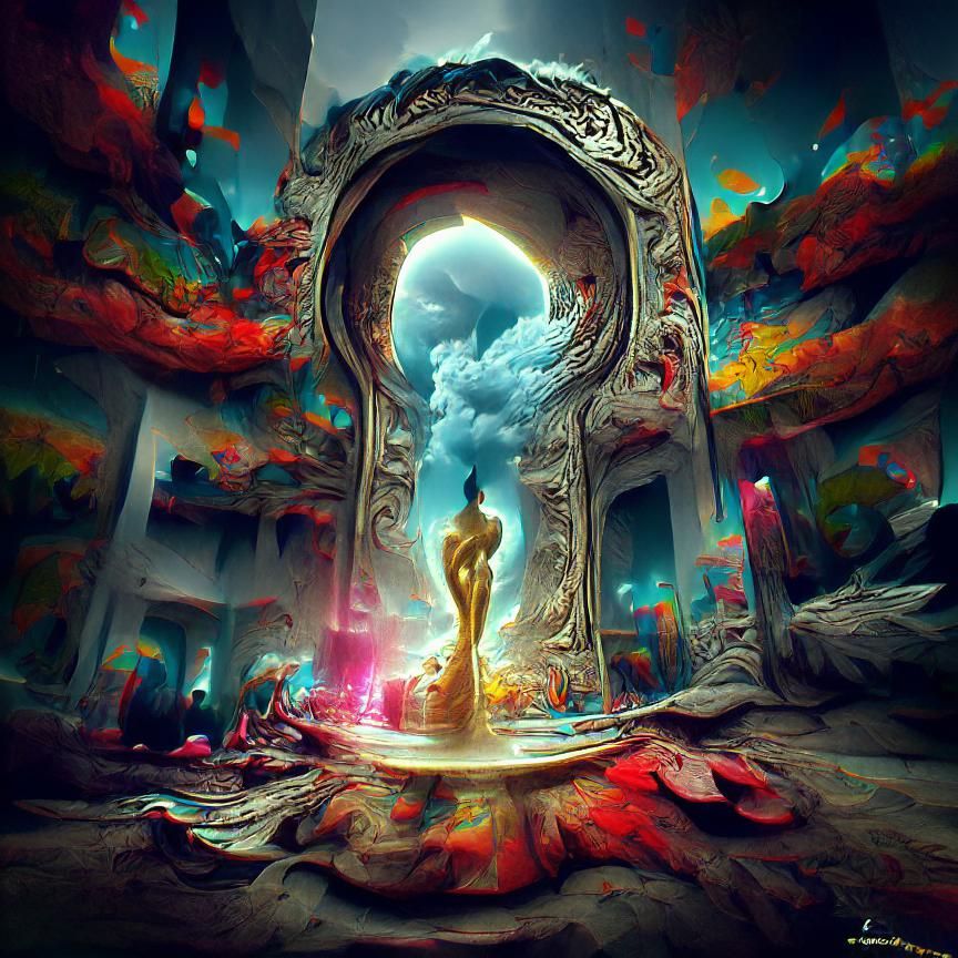 Mystical Mirror Monument in Detailed Digital Art
