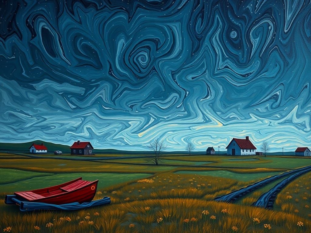 Desolate Reykjavik Farmhouse Under Starless Sky