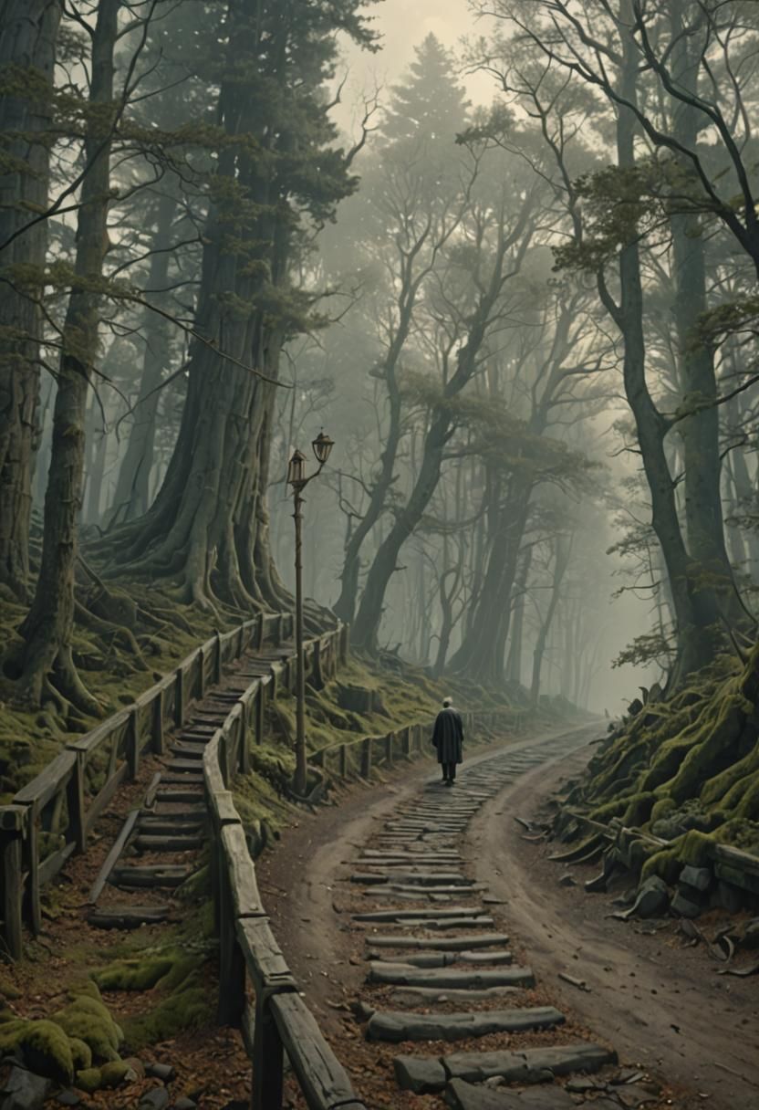 Bald Man in Forest, Digital Matte Painting