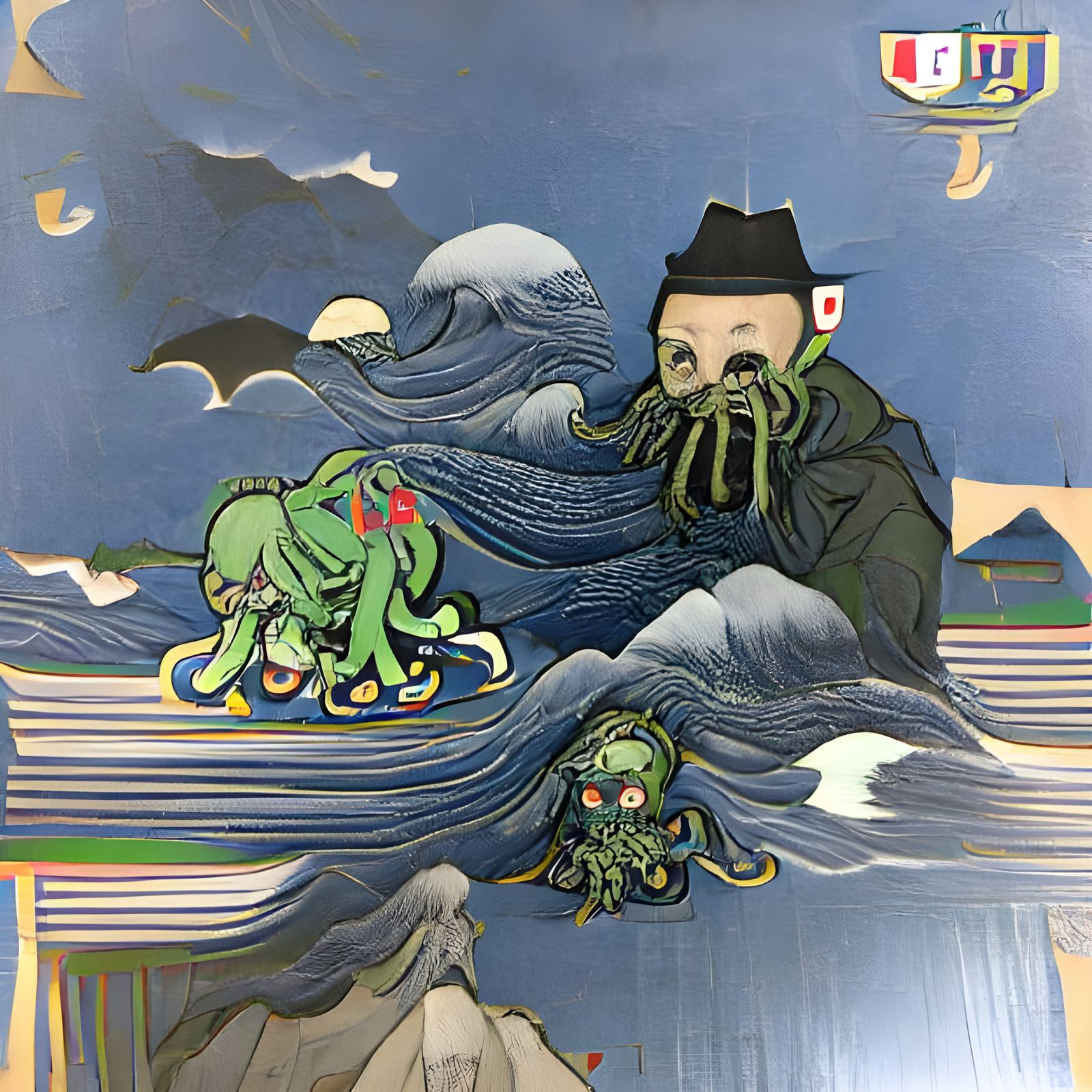 Cthulhu in Ukiyo-e Style