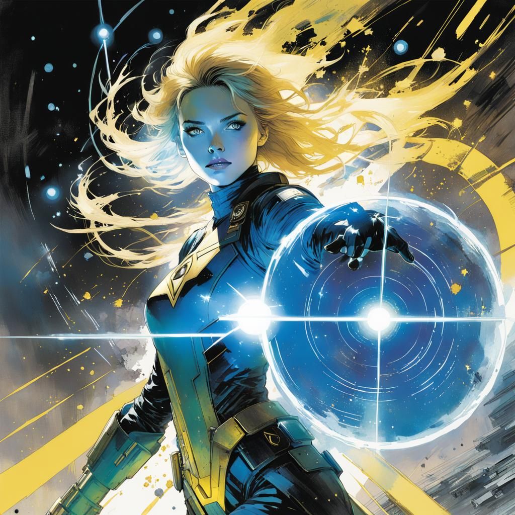 Stargirl Unleashing Force Field in Comic Book Art