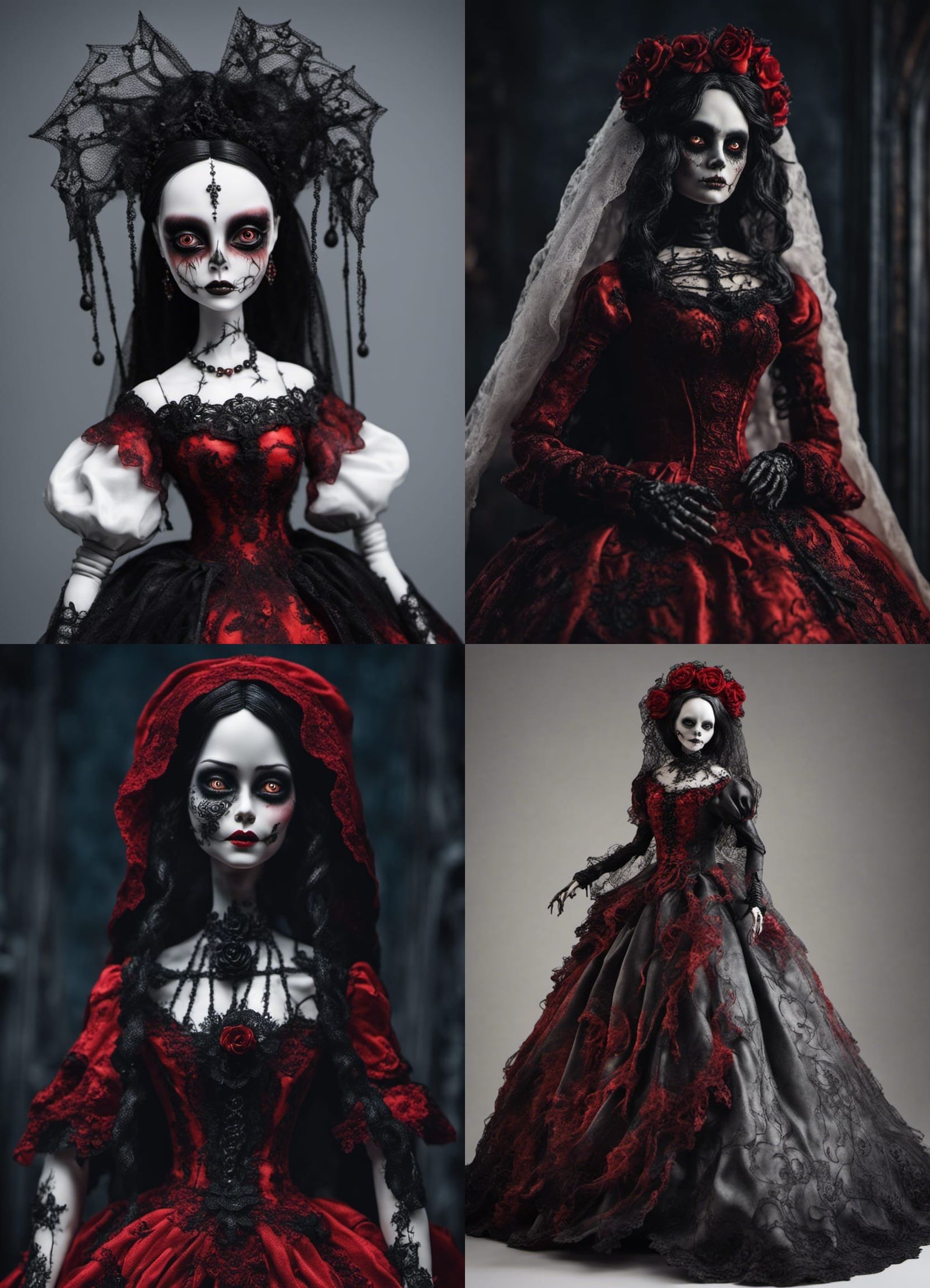 Haunting Gothic Bride Doll in Dark Fantasy Style