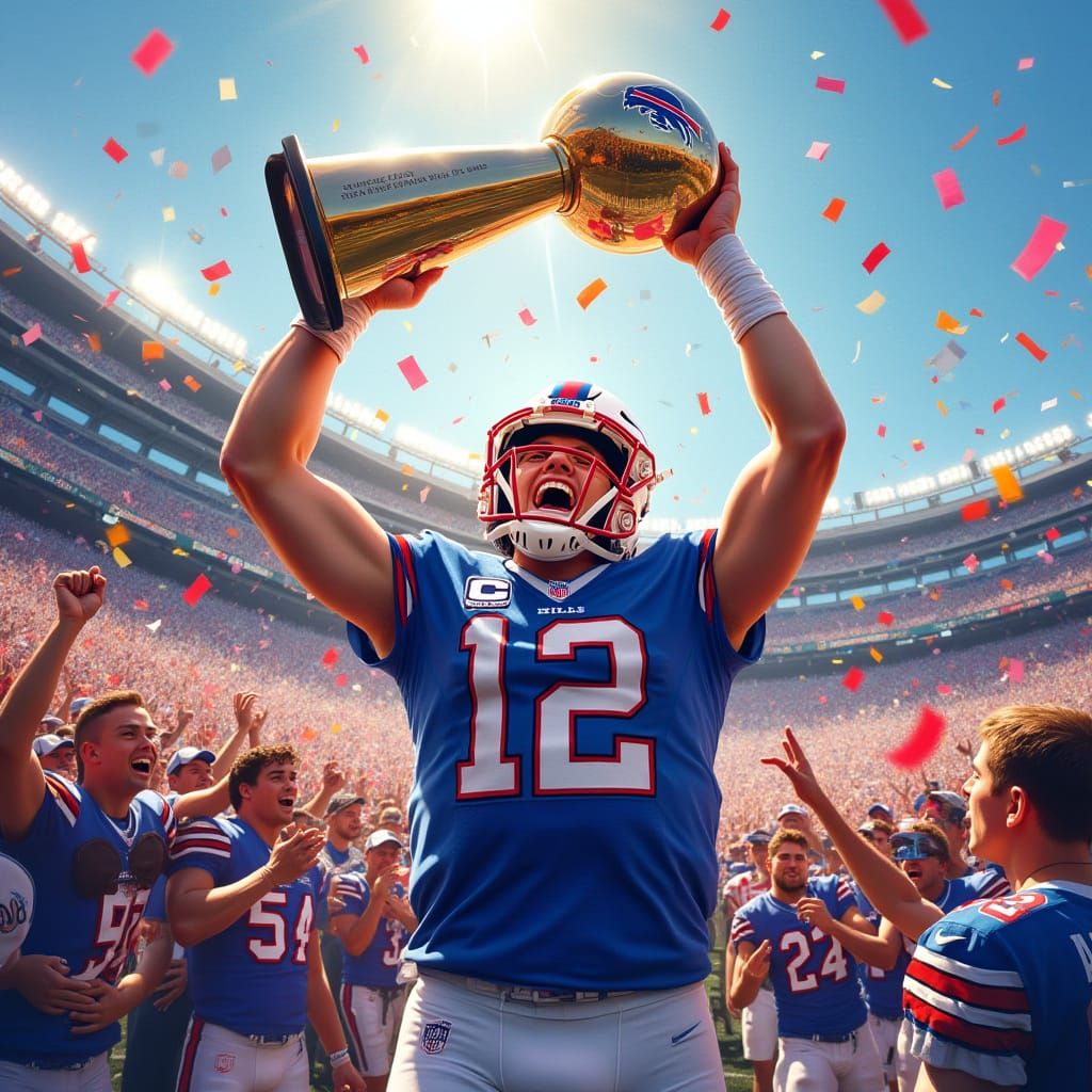 Buffalo Bills Quarterback Josh Allen Celebrates Super Bowl V...