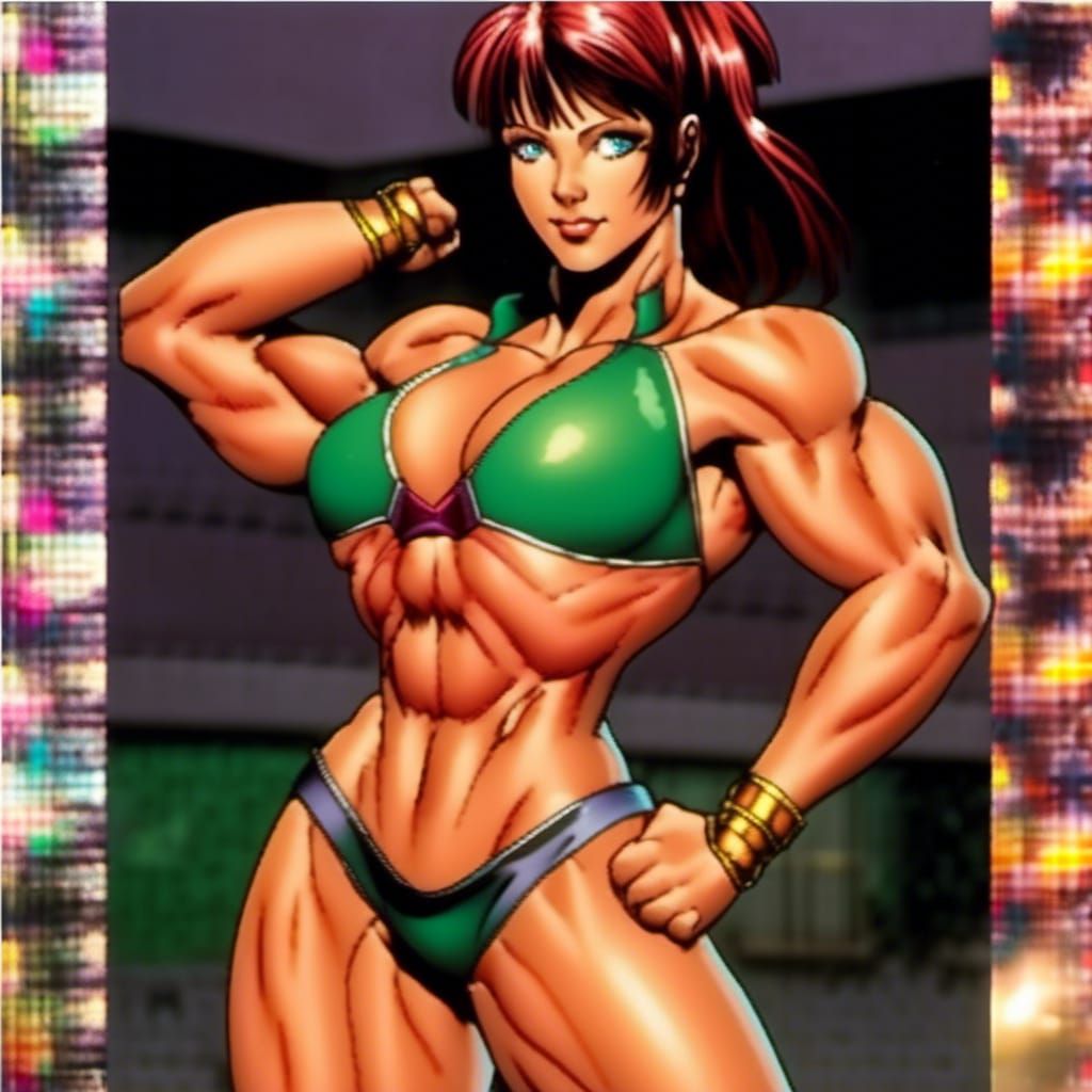 Anime Space Goddess Bodybuilder in Cosmic Art