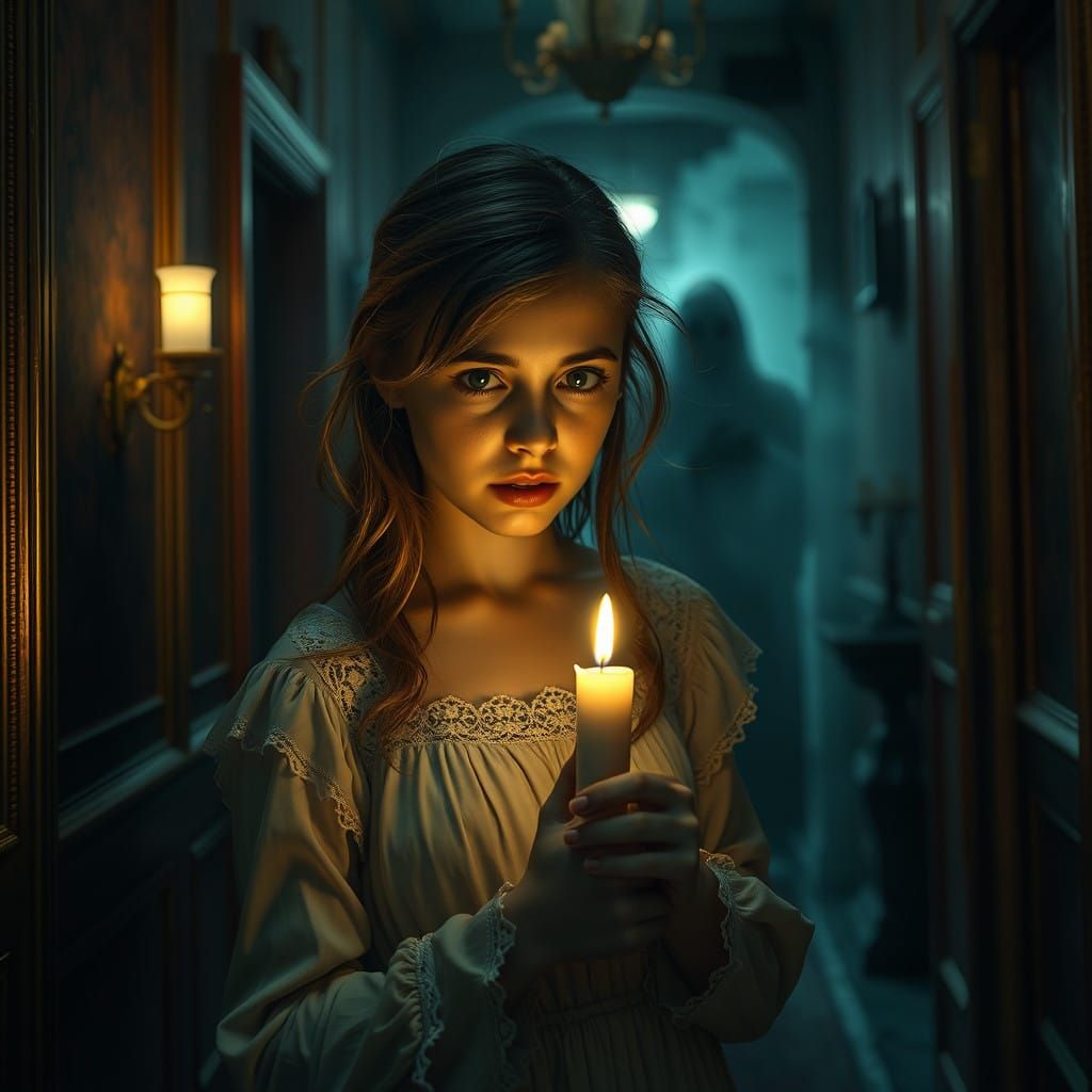 Frozen Terror in a Haunted Victorian Hallway