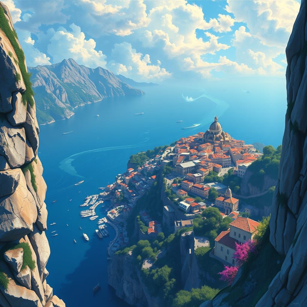 Majestic Capri Island Dreamscape in Vibrant Colors