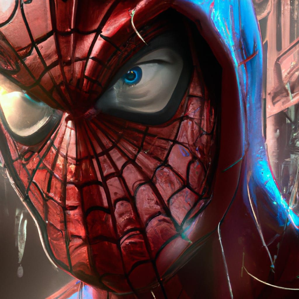 Hooded Spiderman Portrait in Hyperdetailed Digital Art
