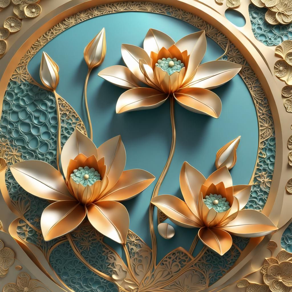 Retro Nordic Lily Pad Metallic Wall Sculpture